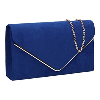Obrázek SwankySwans Oscar Envelope Suede Velvet Party Prom Clutch Bag Taška, Modrá (Royal Blue 03)