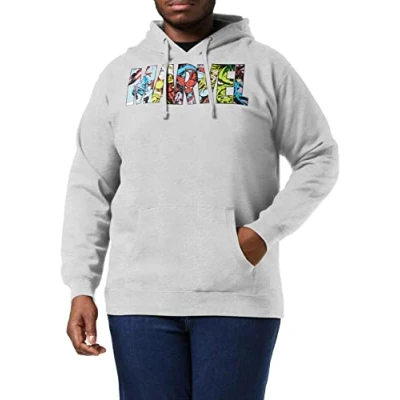 Obrázek Marvel Herren Logo Characters Kapuzenpullover, Grau (Grey Marl Spo), L EU