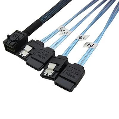 Obrázek YIWENTEC Internal HD Mini SAS (SFF 8643 Host) to 4X SATA (Target) Hard Drive Cable (100 cm)