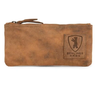 Obrázek Berliner Bags Vintage penál pouzdro z kůže se zipem YKK, na tužky, vlašský ořech,
