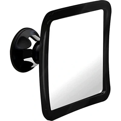 Obrázek MIRRORVANA Beschlagfreier Duschspiegel zum Rasieren mit Verbesserter Saugkraft Bruchsicherer Oberfläche und 360 Schwenkbarer, 1 fache Vergrößerung, 16,3 x cm (Schwarz)