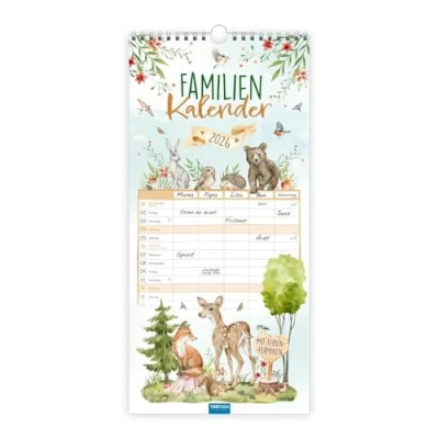 Obrázek TRÖTSCH Familienkalender &quot;Waldfreunde 2026&quot; : Wandkalender Familienterminer 5 Spalten