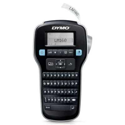 Obrázek DYMO LabelManager 160 přenosný popisovací přístroj etiketovací s klávesnicí QWERTZ a jednoduché zpracování textu pro D1 etikety o šířce 6, 9 12 mm