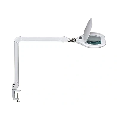 Obrázek Maul Lupové svítidlo MAULcrystal Stmívatelná LED lupa s patkou pro přesnou práci v dílně, kanceláři a lékařských ordinacích lampa denním světlem 6 500 K 1,75násobné zvětšení bílá