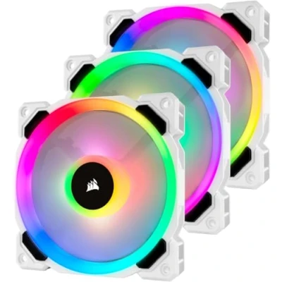 Obrázek Corsair LL120 RGB LED PWM PC ventilátor skříně (120mm Dual Licht Loop LED, třídílné balení s Lighting Node PRO) bílý