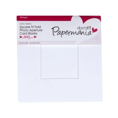 Obrázek Papermania PMA150207 čtvercový Tri Fold foto Aperture karta Blanks 300 gsm 10 ks bílá
