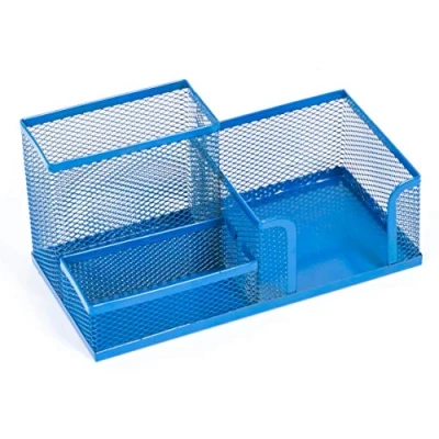Obrázek Leviatan organizér na psací stůl z kovu držák tužky do kanceláře stolní s držákem lístků Mesh 205 x 103 98 mm námořnická modř