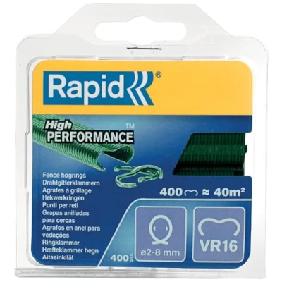 Obrázek Rapid plotové kroužky VR16 zelené, 400 ks, k upevnění upínacích drátů na ploty, pro kleště FP216 a FP20