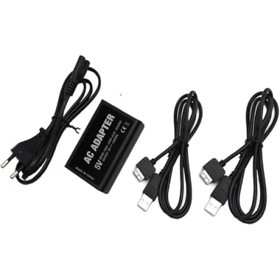 Obrázek WICAREYO síťový zdroj s USB nabíjecím kabelem pro PS Vita 1000, nabíječka AC zdroj, nabíjecí jednotka, adaptér se síťovým kabelem, EU napájecí kabel 1000