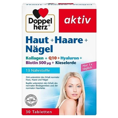 Obrázek Doppelherz Kůže + vlasy nehty 13 živin se zinkem a biotinem jako příspěvek k zachování normální pokožky, vlasů nehtů 30 tablet