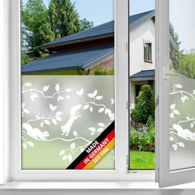Obrázek d c fix Okenní fólie static Premium Pineview UV ochrana oboustranně neprůhledná statická samolepicí do koupelny, kuchyně, skleněné dveře z mléčného skla pro vizuální ochranu skleněná