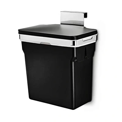 Obrázek simplehuman CW1643 10 litrů, skříň, odpadkový koš, závěsný koš s víkem kuchyňský na dveře skříně, montáž sběrač odpadu, třídění odolný ocelový rám, 5 let záruka