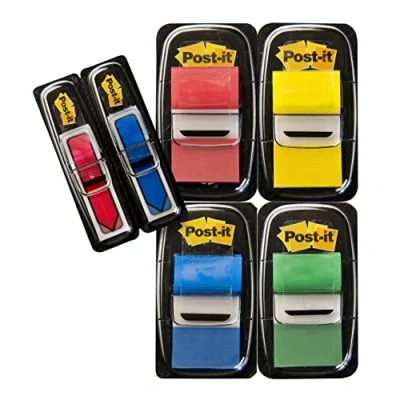Obrázek Post it Index Medium Flags, výhodné balení se 4 bloky a 2 šipek zdarma, 248 listů, 25, mm x 43, mm, žlutá, červená, zelená, modrá pro zvýraznění důležitých informací