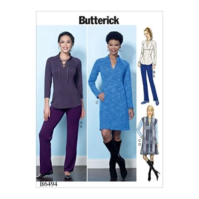 Obrázek Butterick Patterns 6494 E5 Misses Top/Weste/Kleid und Hose Schnittmuster, mehrfarbig, Größen 1422