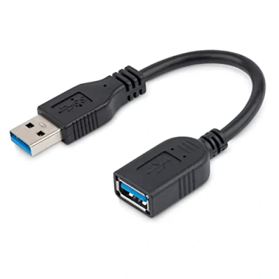 Obrázek StarTech.com 15cm USB 3. 0 prodlužovací kabel 3 typ A prodloužení zástrčka/zásuvka černý