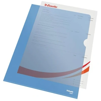 Obrázek Sada průhledných obalů Esselte Standard Plus, 100 kusů, formát A4, modrá s matným povrchem, 0,115 mm PP fólie, 54837