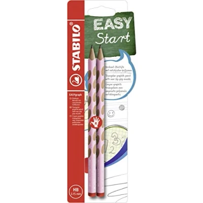 Obrázek Ergonomická trojhranná tužka pro praváky STABILO EASYgraph v pastelově růžové barvě balení po 2 kusech stupeň tvrdosti HB