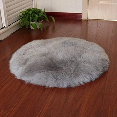 Obrázek QINGLOU Koberec z umělé ovčí kožešiny (60 x 60 cm) obývací pokoj ložnice dětský pokoj/jako umělá předložka k posteli nebo rohož na židli pohovku (šedá),