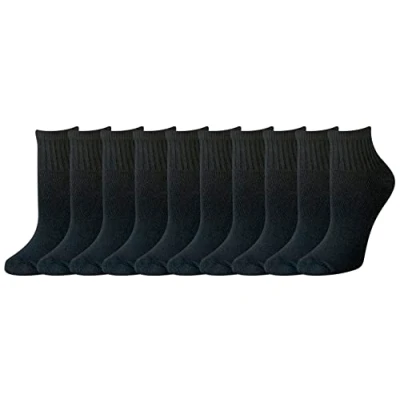 Obrázek Amazon Essentials Damen Leicht Gepolsterte Knöchelsocken aus Baumwolle, 10 Paar, Schwarz, 36 39.5