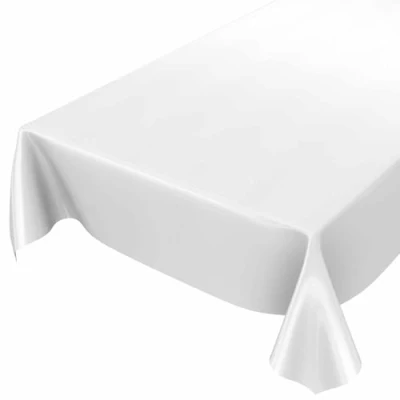 Obrázek ANRO Omyvatelný ubrus z voskovaného ubrusu zahradní venkovní použití bílý jednobarevný kulatý oválný rohový 200 x 140 cm