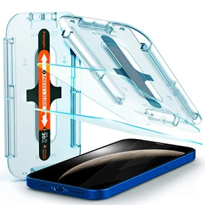 Obrázek Spigen Skleněná ochranná fólie tR EZ Fit kompatibilní s iPhone 12, 12 Pro, 2 kusy, odolná proti poškrábání, tvrdosti 9H