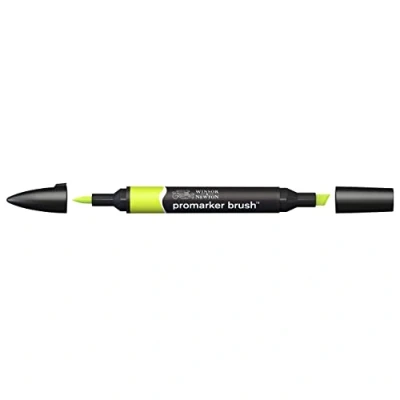 Obrázek Winsor &amp; Newton 0204071 BrushMarker (pro kresby, kaligrafii, design a rozložení, kreslení bez šmouh s klínem špičkou štětce) limetkově zelená