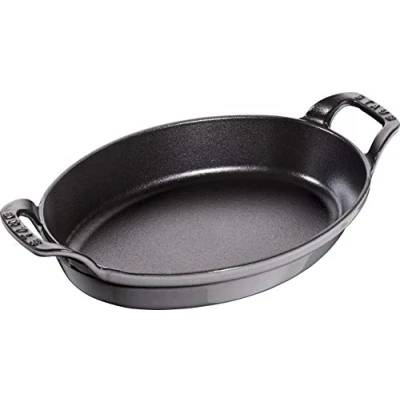 Obrázek STAUB Forma na pečení, oválná se 2 rukojeťmi, 24 cm, 1 l, litina, pro všechny typy sporáků, stohovatelná, grafitová šedá