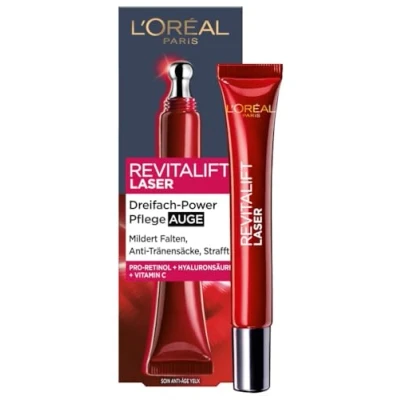 Obrázek L&#039;Oréal Paris oční péče, Revitalift Laser X3, anti aging krém s 3násobným účinkem, kyselina hyaluronová, 15 ml