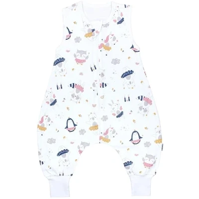 Obrázek TupTam Letní spací pytel Baby s nohama lehký léto 0. 5 TOG, OEKO TEX, Víly zvířata žlutá růžová modrá šedá (Fairy Animals )