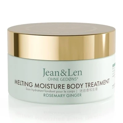 Obrázek Jean &amp; Len Melting Moisture Body Treatment Rosemary Ginger, pro voňavý výsledek péče, normální pleť, kvalitní kelímek, pečující tělové máslo, bez parabenů a silikonů, 200 ml