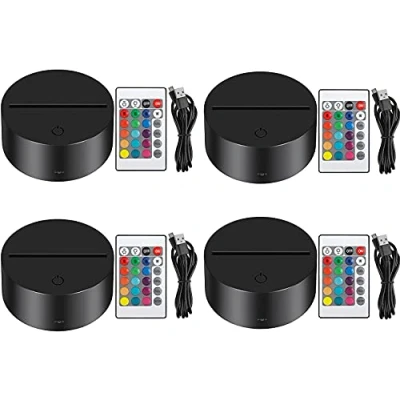 Obrázek Thlevel 3D LED noční světlo s dálkovým ovládáním USB kabel iluze lampa 16 barev dekorace světla stmívatelná do ložnice, dětského pokoje, obývacího baru, obchodu, kavárny (4 kusy)