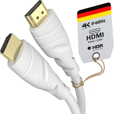 Obrázek HDMI kabel KabelDirekt High Speed s Ethernetem, 15 m, 1,4 A, podporuje Full HD 3D a zpětný audio kanál (Audio Return Channel) 7,5m