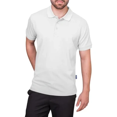 Obrázek HRM pánské Heavy Polo I Premium Shirt ze 100% bavlny Basic Polohkošile lze prát do 60 C Vysoce kvalitní &amp; udržitelné oblečení Workwear, bílá