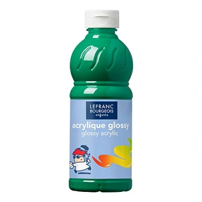Obrázek Lefranc Bourgeois 188306 lesklá dětská akrylová barva, tekutá barva připravená k použití, a voděodolná, ideální na papír, karton, dřevo, sádru, kov, plast, láhev 500 ml světle zelená