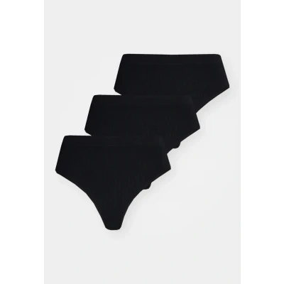 Obrázek Lindex Seamless Thong HIGH 3 PACK Tanga, Ženy, Velikost: XS, Black