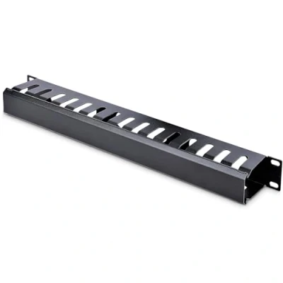 Obrázek StarTech.com Horizontální 1HE Rack Finger kabelový kanál s krytem 19&quot; síť/serverová skříň prsty vedení kabelu panel drážkovaný (CMDUCT1UX)