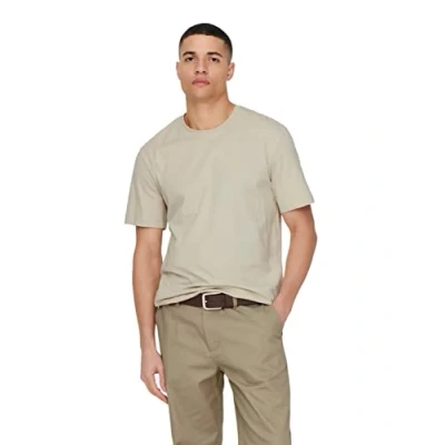 Obrázek ONLY &amp; SONS Herren Rundhals T Shirt ONSMAX Life Regular Fit XS S M L XL XXL, Größe:M, Farbe:Pelican 22025208