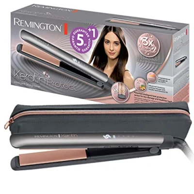 Obrázek Remington vyrovnávač vlasů Keratin Protect S8598, inovativní senzor tepelné ochrany, šedé / růžové zlato