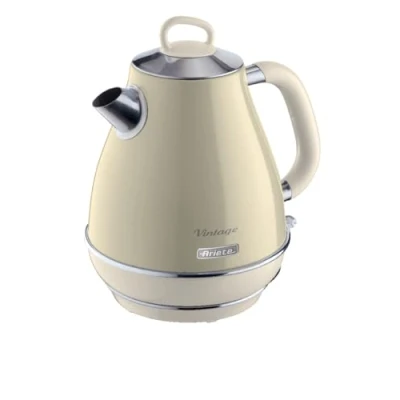 Obrázek Ariete Vintage Wasserkocher 2869, Retro Elektrischer mit Sichtbarem Wasserstand, Kabellosem 360 Sockel, Abschaltautomatik, Teesieb, Fassungsvermögen 1,7 l, Edelstahl, 2000 W, Beige