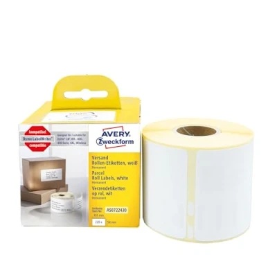 Obrázek AVERY Zweckform AS0722430 Dymo LabelWriter přepravní štítky kompatibilní s S0722430 (54x101mm, 1 role220 nálepka na balíky, samolepicí, pro tiskárnu štítků LW / popisovací přístroj/páska štítků)