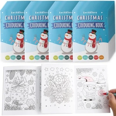 Obrázek THE TWIDDLERS 36 mini vánočních omalovánek pro děti adventní kalendář, dárek k dětským narozeninám, Piñata