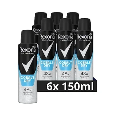 Obrázek Rexona Men MotionSense Deo Spray Cobalt Dry Anti Transpirant mit 48 Stunden Schutz gegen Körpergeruch und Achselnässe 6x 150 ml