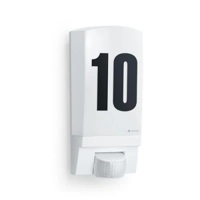 Obrázek Steinel nástěnné svítidlo L 1 S bílé, vč. čísla domu, E 27, max. 60 W, venkovní svítidlo, hlásič pohybu 180, dosah 10 m