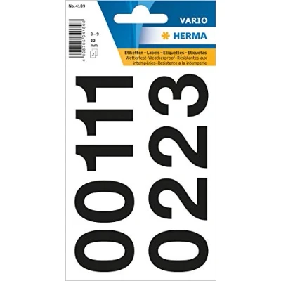 Obrázek Herma 4189 číslic, 33 mm, 0 9, odolná proti povětrnostním vlivům, fólie, černá, 2 listy