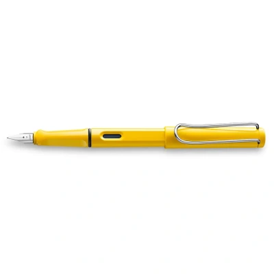 Obrázek Lamy safari yellow plnicí pero s ergonomickou rukojetí a leštěným ocelovým hrotem v šířce linky EF robustní ASA plast vč. inkoustové kazety T 10 modré pro praváky