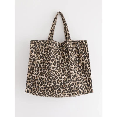 Obrázek Lindex Shopper WITH Leopard Print Velká kabelka, Ženy, Velikost: One Size, Beige