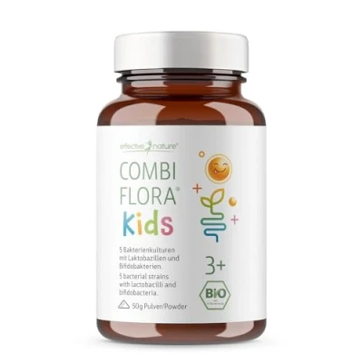 Obrázek Combi Flora Kids Bio 50 g s bifidobacteriem a Lactobacillus pro děti prášek dávkovací lžičkou 5 kmeny bakterií od 3 let
