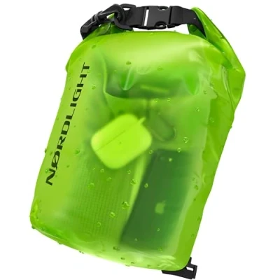 Obrázek Nordlight Dry Bag 5l vodotěsný vak (zelený) s rolovacím uzávěrem a ramenním popruhem plavání, koupání, pláž, kánoe, Stand Up Paddling, potápění