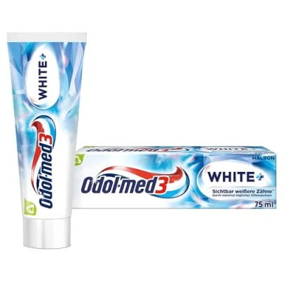 Obrázek Odol med3 White+ zubní pasta, klinicky testovaná fluoridová pasta pro viditelně bělejší zuby **, 75 ml