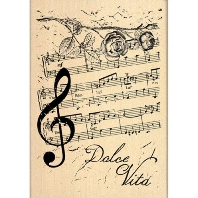 Obrázek Florilèges Design fg114039 Stempel Scrapbooking Musik Noten beige 10 x 7 2,5 cm